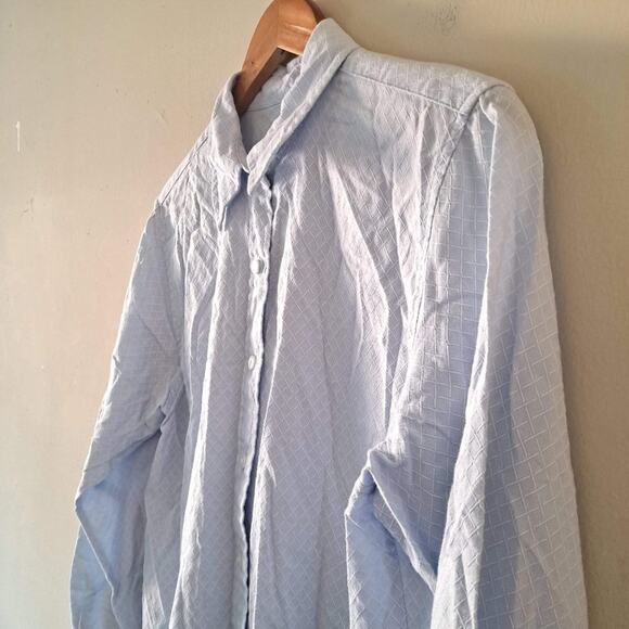 Pendleton Blue 100% Cotton Textured Button down Long Sleeve Shirt Top - Size 14 - Picture 4 of 6